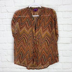 Hale Bob Psychadelic Printed Button Cap Sleeve Top